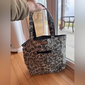 Bella Russo Black and White Floral Tote